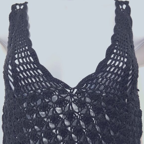 Cleobella Crocheted Dress-Black-Size Small-Stretch-Luxury-Resort Wear Cover-Sun - Picture 6 of 16